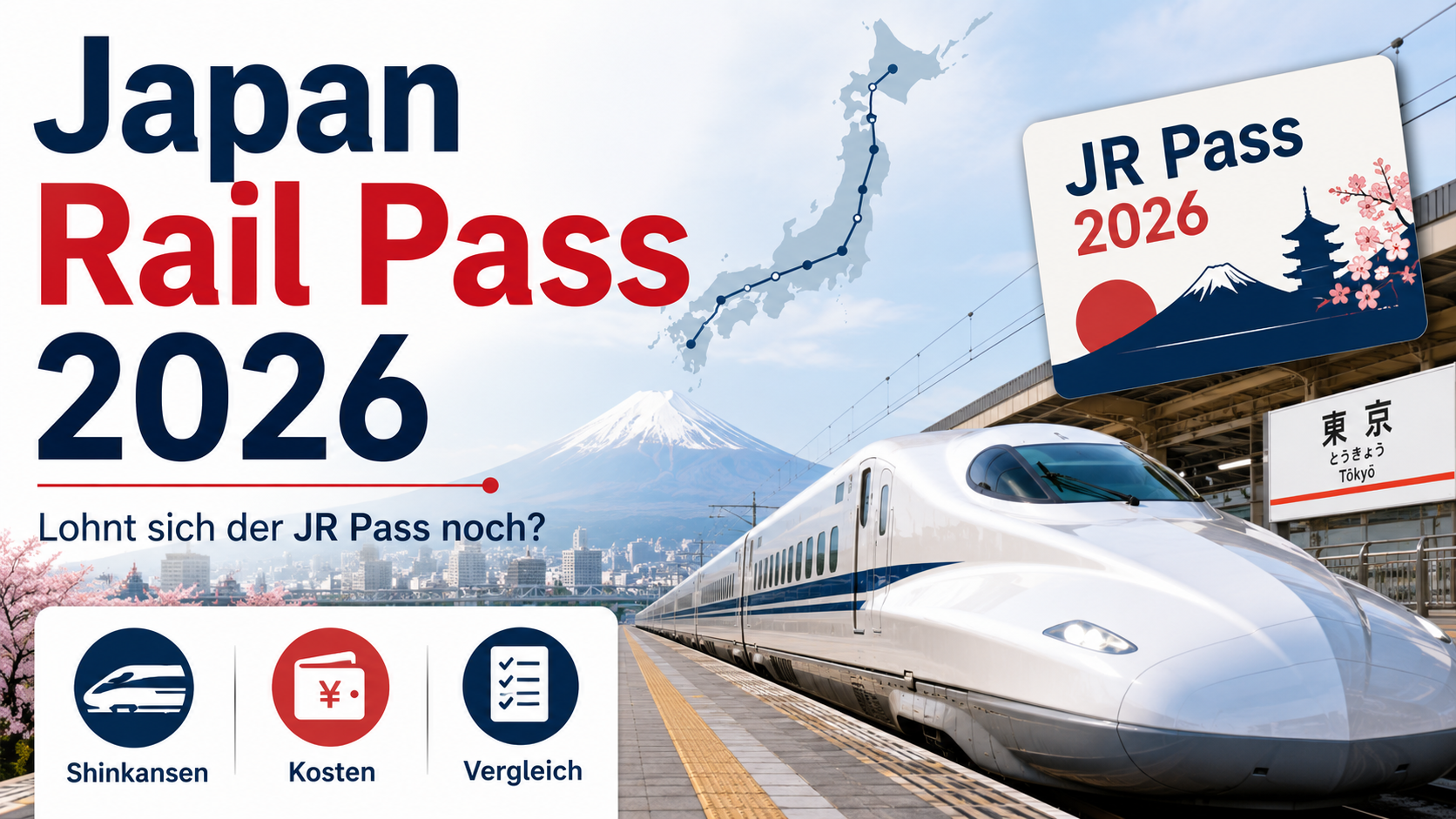 Japan Rail Pass 2026 mit Shinkansen und Reisenden in Japan