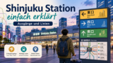 Shinjuku Station in Tokio mit Bahnhofsausgängen Linien und Orientierung