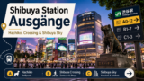 Shibuya Station in Tokio mit Ausgängen Hachiko Crossing und Shibuya Sky