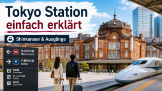 Tokyo Station in Tokio mit Shinkansen Ausgängen Marunouchi Yaesu und Orientierung
