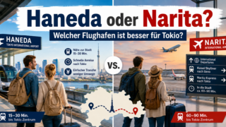 Haneda oder Narita Flughafenvergleich für Tokio Reise mit Gepäck und Hotelwahl